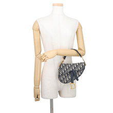 将图像加载到图库查看器中,Dior Oblique Saddlebag Mini Navy/BeigeM0447CTZQ_M928 Canvas Leather