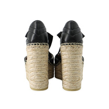 Load image into Gallery viewer, GUCCI GG Marmont Lace-up Espadrille Wedge Heels Black573023 BTM00 1000 Leather Size 34.5