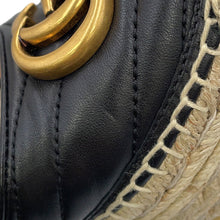Load image into Gallery viewer, GUCCI GG Marmont Lace-up Espadrille Wedge Heels Black573023 BTM00 1000 Leather Size 34.5