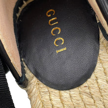 Load image into Gallery viewer, GUCCI GG Marmont Lace-up Espadrille Wedge Heels Black573023 BTM00 1000 Leather Size 34.5
