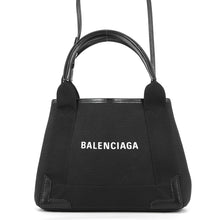 Load image into Gallery viewer, BALENCIAGA NavyCabas Black390346AQ38N1000 Canvas Leather Size XS