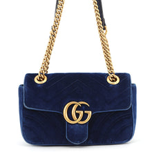 Load image into Gallery viewer, GUCCI GG Marmont Shoulder Bag Blue446744 Velour
