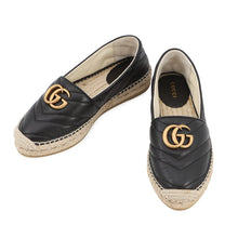 将图像加载到图库查看器中,GUCCI GG Marmont Espadrilles Black551890 BKO00 1000 Leather Size 34 1/2
