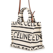 Load image into Gallery viewer, CELINE Small Cabas Thais 2WAY Bag White/Black199162ERP Cotton Leather Size Small
