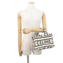 Load image into Gallery viewer, CELINE Small Cabas Thais 2WAY Bag White/Black199162ERP Cotton Leather Size Small