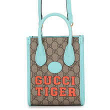 Load image into Gallery viewer, GUCCI Interlocking G Mini 2WAY Bag Light Blue/Beige/Orange671623 GG Supreme Leather