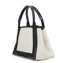 Load image into Gallery viewer, BALENCIAGA Navy Cabas S Handbag White/Black339933 Canvas Leather