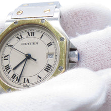 将图像加载到图库查看器中,CARTIER Santos Octagon LM W30mm Stainless Steel K18YG Ivory DialW2001583
