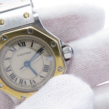 将图像加载到图库查看器中,CARTIER Santos Octagon SM W25mm Stainless Steel K18YG Ivory DialW2001683