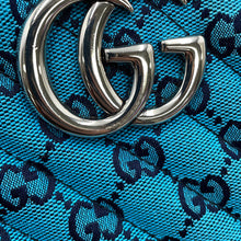 Load image into Gallery viewer, GUCCI Quilted GG Marmont Shoulder Bag Blue/Black447632 GG Canvas Leather Size Small