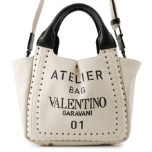 Load image into Gallery viewer, Valentino Garavani Atelier Bag 01 Metal Stitch Edition 2WAY Bag Beige/BlackWW0B0J97NIZ Canvas Leather Size Small