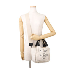 Load image into Gallery viewer, Valentino Garavani Atelier Bag 01 Metal Stitch Edition 2WAY Bag Beige/BlackWW0B0J97NIZ Canvas Leather Size Small