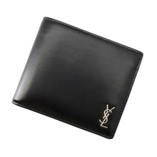 Load image into Gallery viewer, SAINT LAURENT PARIS Cassandra Logo Compact Wallet Black610193 Leather