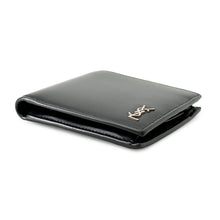 Load image into Gallery viewer, SAINT LAURENT PARIS Cassandra Logo Compact Wallet Black610193 Leather