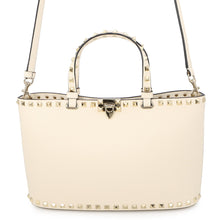 Load image into Gallery viewer, Valentino Garavani Rock Studded Tote Bag Light Ivory7W2B0S20VSF_I16 Grained Calf Leather Size Small