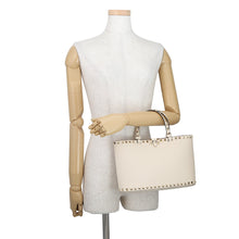 Load image into Gallery viewer, Valentino Garavani Rock Studded Tote Bag Light Ivory7W2B0S20VSF_I16 Grained Calf Leather Size Small