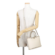 Load image into Gallery viewer, Valentino Garavani Rock Studded Tote Bag Light Ivory7W2B0S20VSF_I16 Grained Calf Leather Size Small