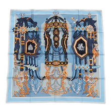Load image into Gallery viewer, HERMES Carre Brid et Destain Size 90 Blue Jean/Moldre/Ciel Silk100%