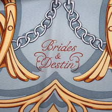 Load image into Gallery viewer, HERMES Carre Brid et Destain Size 90 Blue Jean/Moldre/Ciel Silk100%
