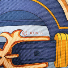Load image into Gallery viewer, HERMES Carre Brid et Destain Size 90 Blue Jean/Moldre/Ciel Silk100%