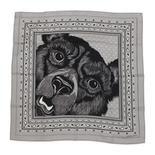 Load image into Gallery viewer, HERMES Carre GRRRRR! Bandana Size 65 Gris Claire/Black/White Cashmere70% Silk30%