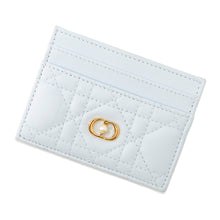 Load image into Gallery viewer, Dior Dior Jolie Freesia Flat Card Holder Cannage Light BlueS3103UNJB_M00Z Lambskin/Faux Pearl