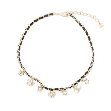 Load image into Gallery viewer, CHANEL Chain motif bag charm icon choker necklace star clover CC logo Black/GoldABG275 Metal Leather Rhinestone