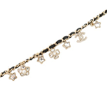 Load image into Gallery viewer, CHANEL Chain motif bag charm icon choker necklace star clover CC logo Black/GoldABG275 Metal Leather Rhinestone