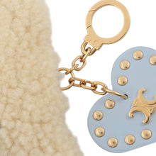 将图像加载到图库查看器中,CELINE Triomphe Pom Pom Bag Charm Natural/Pale Blue49J663GVS.02VP Shearling Leather