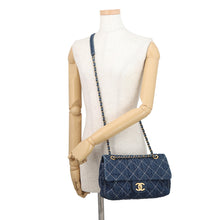 Load image into Gallery viewer, CHANEL Matelasse Single Flap ChainShoulder Bag BlueAS1328 Denim Size 25