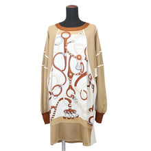 Load image into Gallery viewer, HERMES Twillaine Dress Panoplie Tout Cuir Size 40 Brown/Beige4E2825DV Silk Nylon Polyurethane