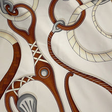 Load image into Gallery viewer, HERMES Twillaine Dress Panoplie Tout Cuir Size 40 Brown/Beige4E2825DV Silk Nylon Polyurethane