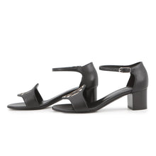 Load image into Gallery viewer, HERMES Sandals Marquise 50 Black/Plu Noir Calf Leather Toile H Size 35 1/2