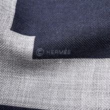 将图像加载到图库查看器中,HERMES Carre H 100 Brides de Gala Pixel Size 100 Gris Cine / Anthracite / Marine Fonce Cashmere70% Silk30%