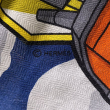 将图像加载到图库查看器中,HERMES Carre H100 Mega Chariot Size 100 Blue/Ardoise/Orange Cashmere70% Silk30%