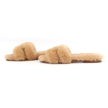 Load image into Gallery viewer, HERMES Oran Sandals Beige Argile Sheepskin Size 36