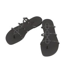 Load image into Gallery viewer, HERMES Mykonos Sandals Black Rubber Size 36