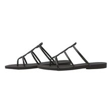 Load image into Gallery viewer, HERMES Mykonos Sandals Black Rubber Size 36