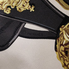 将图像加载到图库查看器中,HERMES Carre Brid de Gala Size 90 Black/Claim/Gold Silk100%