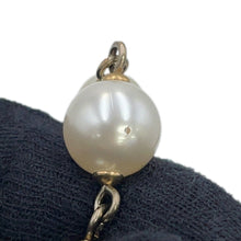 Load image into Gallery viewer, CHANEL CC Logo Faux Pearl Long Necklace Faux Pearl Beads Gold Plated