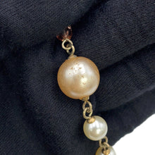 Load image into Gallery viewer, CHANEL CC Logo Faux Pearl Long Necklace Faux Pearl Beads Gold Plated