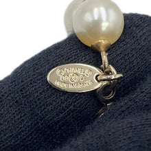 Load image into Gallery viewer, CHANEL CC Logo Faux Pearl Long Necklace Faux Pearl Beads Gold Plated