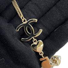 Load image into Gallery viewer, CHANEL CC Logo Star/Heart/No. 5 Motif Necklace Gold/Transparent Gold Plated Faux Pearl Rhinestone