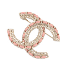 Load image into Gallery viewer, CHANEL CC Logo Chain Motif Brooch Pink/GoldAB8317-B08170-NI221 Gold Plated Leather