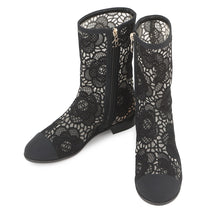 Load image into Gallery viewer, CHANEL Embroidery Grosgrain short boots BlackG45519-B15907-94305 race Size 371/2