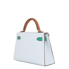 Load image into Gallery viewer, HERMES Mini Kelly 2 Tricolor Blue Plume/Vert Jade/Gold Epsom Size Mini