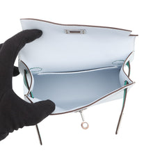 Load image into Gallery viewer, HERMES Mini Kelly 2 Tricolor Blue Plume/Vert Jade/Gold Epsom Size Mini