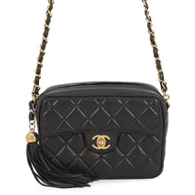 Load image into Gallery viewer, CHANEL ChainShoulder Fringe Black Lambskin
