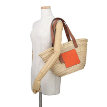 将图像加载到图库查看器中,LOEWE Basket Bag Natural/Orange/BrownA223S92X01 Raffia Leather Size Medium