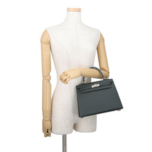 将图像加载到图库查看器中,HERMES Kelly Sellier tricolor Vert Mangrove/Green Pantan/Black Epsom Size 25